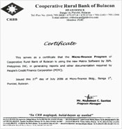 Testimonial from Cooperative Rural Bank of Bulacan